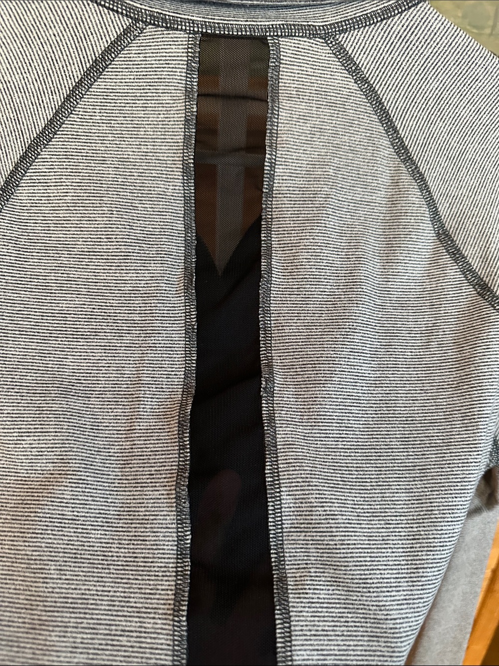 Lucy Long Sleeve Striped Running top with Thumbholes and Mesh Stripe on Back - Picture 4 of 6